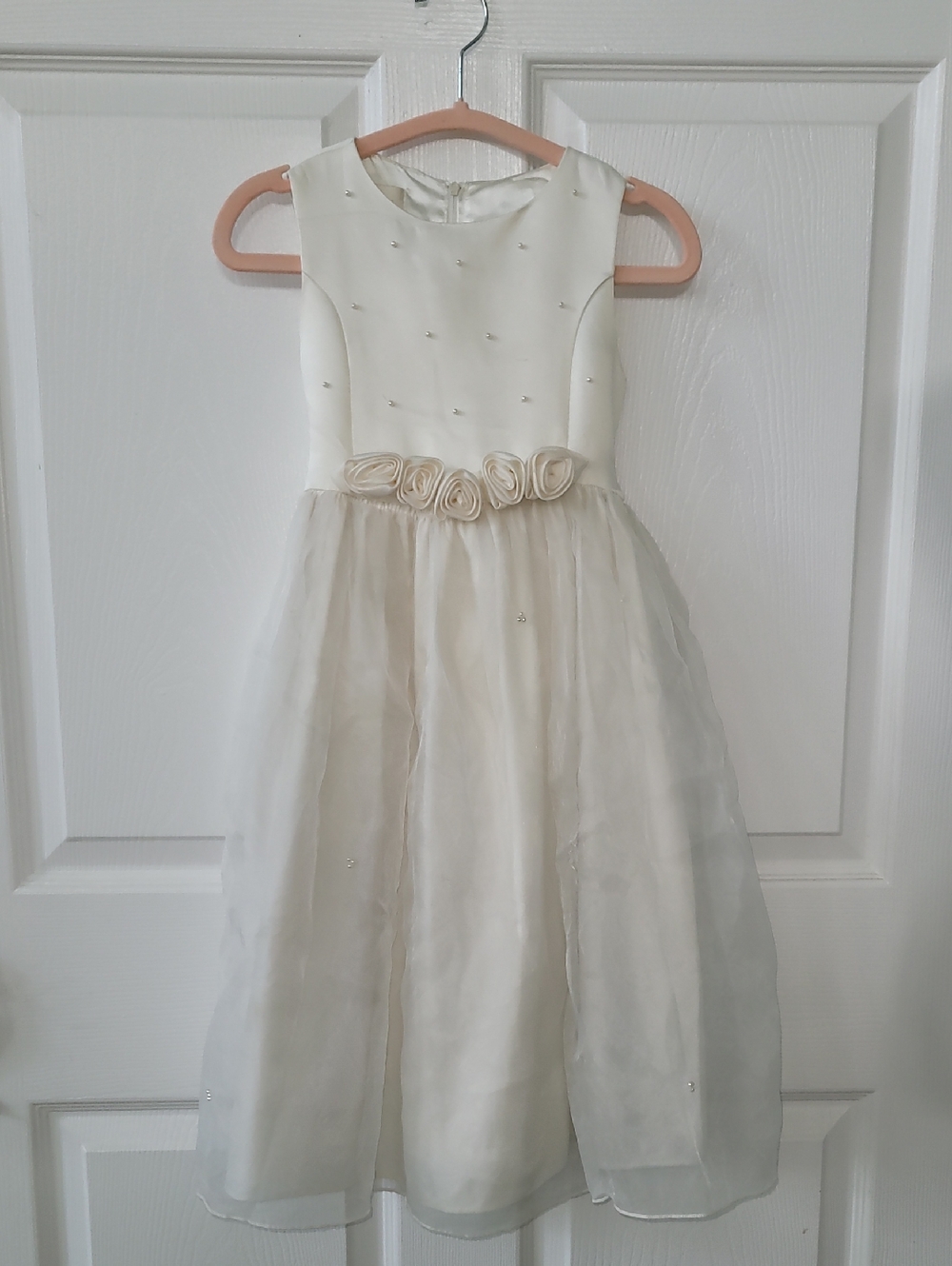 Cinderella Cream Rosette Waist Formal Girls' Dress